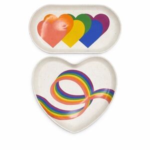 Colorful Heart Trays – World Market Stoneware (Set of 2) platters